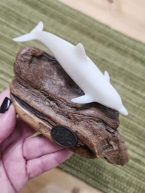 John Perry Dolphin Burlwood Sculpture Signed Beach Ocean Sealife